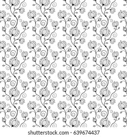 floral black and white pattern