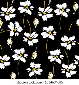 
Floral black and white pattern daisies