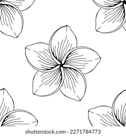 Floral black and white pattern, illustration in vector, flat style