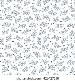 Floral black and white seamless pattern. Small flowers background.