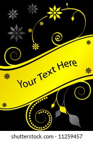 Floral Black-Yellow Background with Text-Box