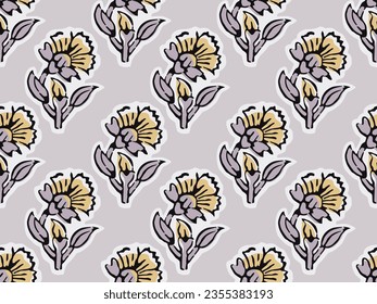 FLORAL BLOCK ALL OVER PRINT SEAMLESS PATTERN VECTOR ILLUSTRATION