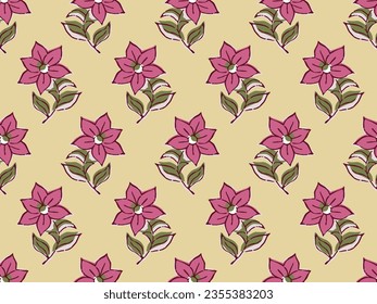 FLORAL BLOCK ALL OVER PRINT SEAMLESS PATTERN VECTOR ILLUSTRATION