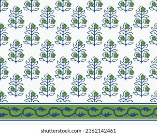 FLORAL BLOCK ALL OVER PRINT WITH BORDER SEAMLESS PATTERN VECTOR ILLUSTRATION DESIGN