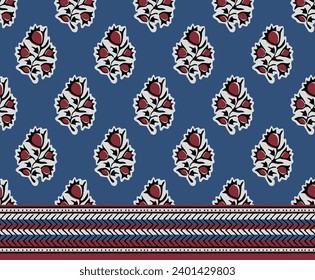 FLORAL BLOCK WITH BORDER ALL OVER PRINT SEAMLESS PATTERN VECTOR ILLUSTRATION