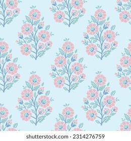 Floral block print flower Indian repeat pattern vector file