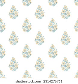 Floral block print flower Indian repeat pattern vector file