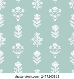 Floral block print repeat vector pattern flower design boho floral style pattern allover flower