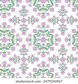 Floral block print repeat vector pattern flower design boho floral style pattern allover flower