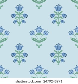 Floral block print repeat vector pattern flower design boho floral style pattern allover flower