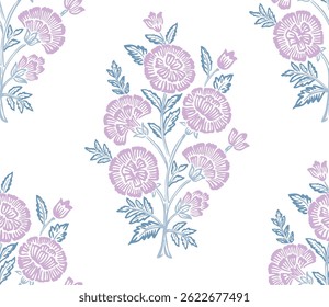 FLORAL BLOCK PRINT REPEAT VECTOR PATTERN FLOWER DESIGN BOHO PATTERN