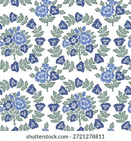 Patrón de Vector de repetición de impresión de bloque floral, medallón, damasco, impresión Boho