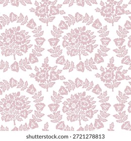 Patrón de Vector de repetición de impresión de bloque floral, medallón, damasco, impresión Boho
