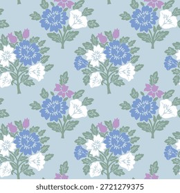 Patrón de Vector de repetición de impresión de bloque floral, medallón, damasco de flores, impresión Boho