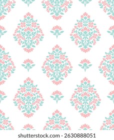 Floral Block Print, Seamless Flower pattern, Flower Damask Print