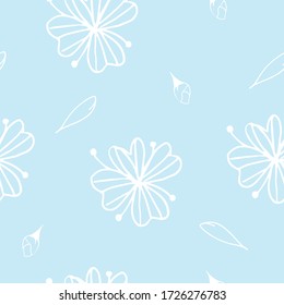 Floral blossom seamless pattern in doodle style in vector. Cherry or apple blossom print for textile, fabric, wrapping, wallapper