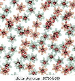 Floral floral sin fisuras. Patrón floral sin foco. Ilustración vectorial de la textura botánica. Antecedentes dibujados a mano. Para diseño impreso, web, textil, fondos de pantalla.