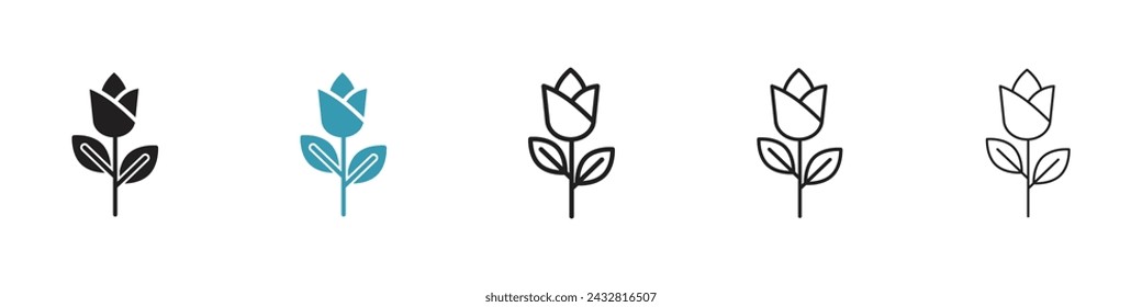 Floral Blossom Vector Icon Set. Perpetual Affection vector symbol for UI design.