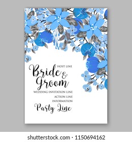 Floral blue autumn peony rustic wedding invitation