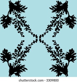 floral blue background retro