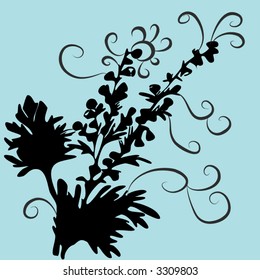 floral blue background retro