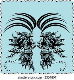 floral blue background retro