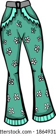 Floral blue pants, illustration, vector on white background.