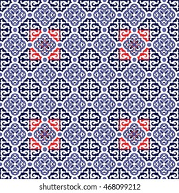 floral blue red seamless pattern for retro wallpaper