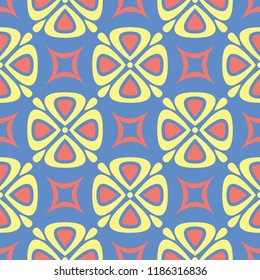 Floral blue seamless pattern. Bright background with colored flower elements for wallpapers, textile and fabrics