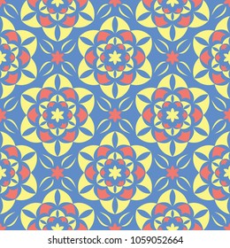 Floral blue seamless pattern. Colored flower background for wallpapers, textile and fabrics