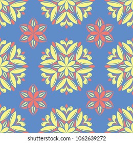 Floral blue seamless pattern. Colored flower background for wallpapers, textile and fabrics