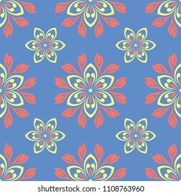 Floral blue seamless pattern. Colored flower background for wallpapers, textile and fabrics