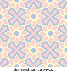 Floral blue seamless pattern. Colored background with beige and pink elements for wallpapers, textile and fabrics