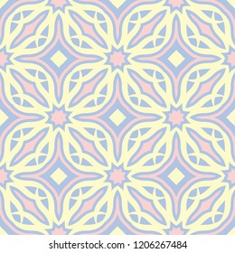 Floral blue seamless pattern. Colored background with beige and pink elements for wallpapers, textile and fabrics