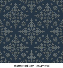 Floral blue seamless pattern. Decoration for wallpaper, fabrics, tiles and mosaics. Perfect for greetings, invitations and announcements. Floral elements, ornate background. Editable vector file.