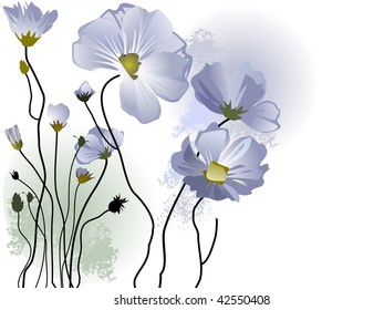 Floral blue spring greeting card