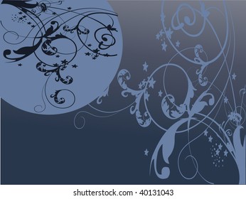   Floral blue vector background