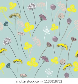 Floral blue vector pattern in vintage style for design