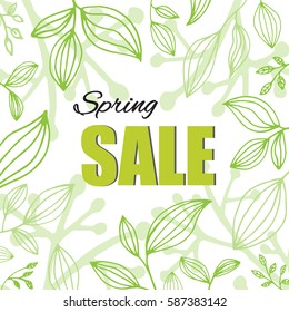 Floral blurred background with labels for spring design.