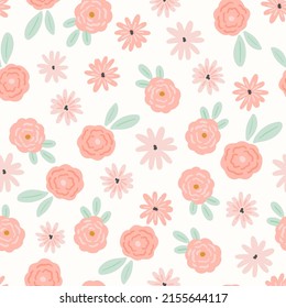 Floral boho Seamless pattern, vector repeating flower digital background for stationery, fabric, textile, wallpaper, wrapping