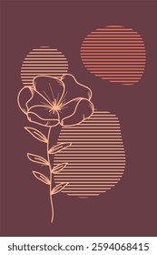 Floral boho wall art decor background illustration. Abstract nature boho botanical wall art background