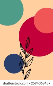 Floral boho wall art decor background illustration. Abstract nature boho botanical wall art background