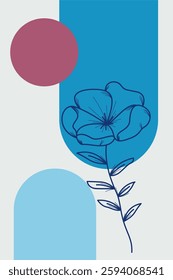 Floral boho wall art decor background illustration. Abstract nature boho botanical wall art background