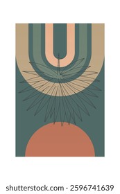 Floral boho wall art decor background illustration. Abstract nature boho botanical wall art background