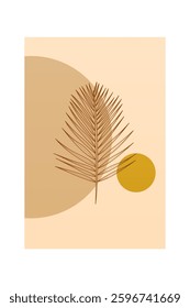 Floral boho wall art decor background illustration. Abstract nature boho botanical wall art background