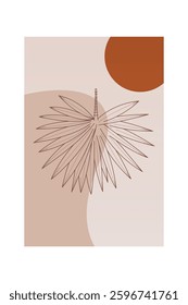 Floral boho wall art decor background illustration. Abstract nature boho botanical wall art background