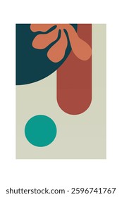Floral boho wall art decor background illustration. Abstract nature boho botanical wall art background