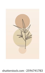 Floral boho wall art decor background illustration. Abstract nature boho botanical wall art background