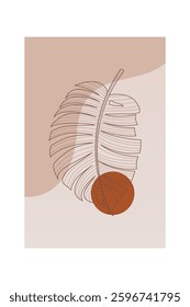 Floral boho wall art decor background illustration. Abstract nature boho botanical wall art background