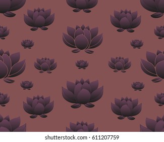 Floral bohoo vintage seamless pattern with lotus flowers